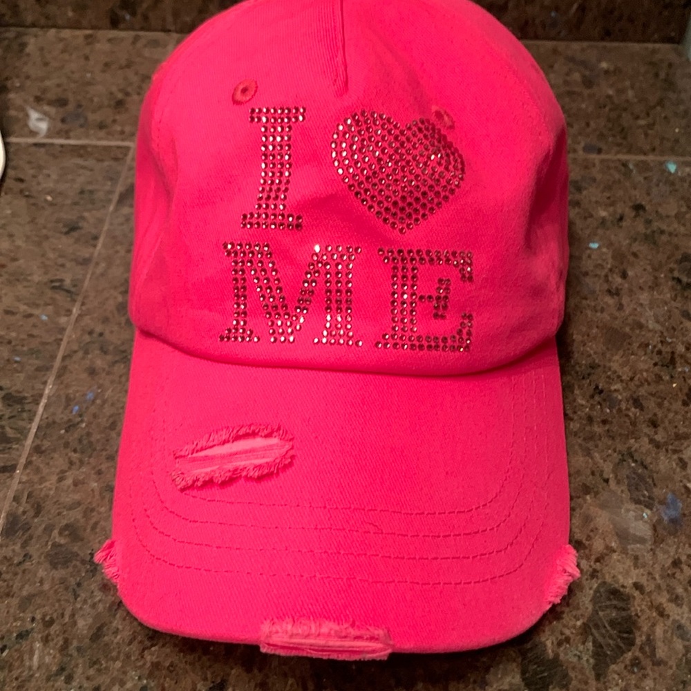 NWOT Steve Madden “I Love Me” Hot Pink Sparkle Baseball Hat